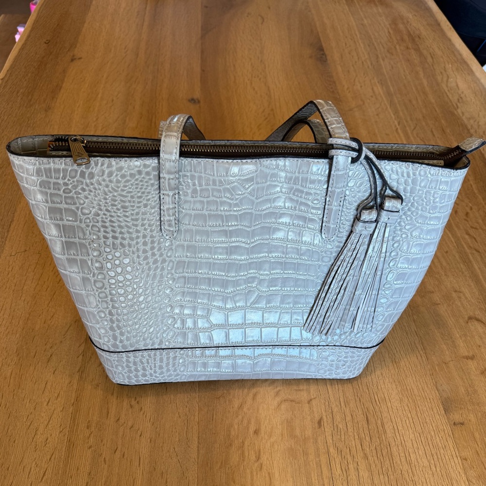 Patricia Nash Distressed Crocodile Tote-Formal Grey